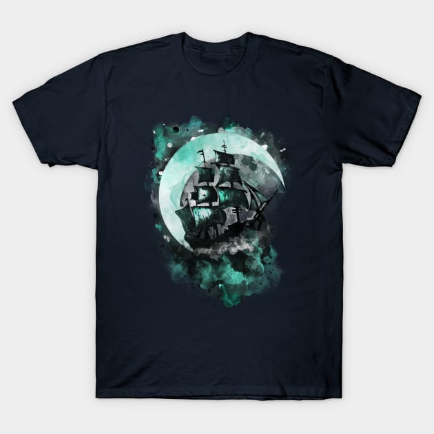 Sail Through the Moon T-Shirt by PixelSamuel